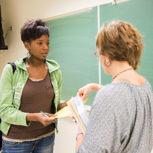 Student meeting with professor