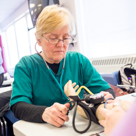 Nursing student training for job