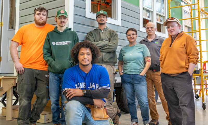 Diverse group of construction students in construction technology