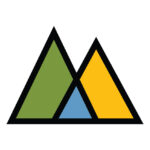 Columbia-Greene Community College logo - yellow flame on background of left half green and right half blue